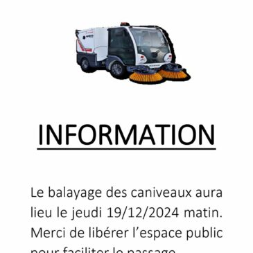 Information balayage des caniveaux